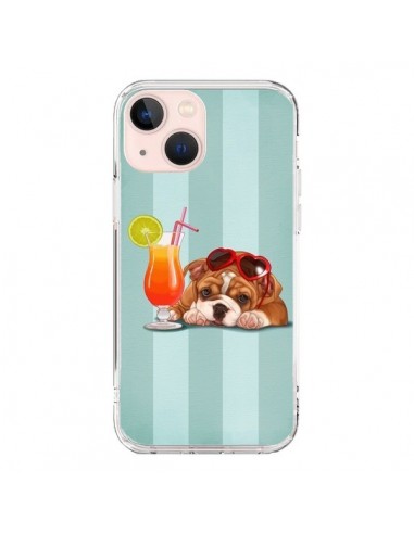 Coque iPhone 13 Mini Chien Dog Cocktail Lunettes Coeur - Maryline Cazenave