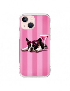Cover iPhone 13 Mini Cane Cocktail Occhiali Cuore Rosa -...