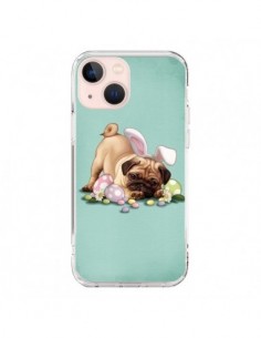Coque iPhone 13 Mini Chien Dog Rabbit Lapin Pâques Easter...