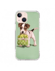 Coque iPhone 13 Mini Chien Dog Shopping Sac Pois Vert -...