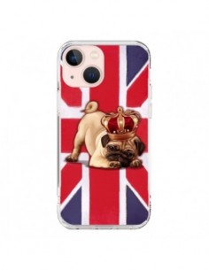 Cover iPhone 13 Mini Cane Inglese UK British Queen King...