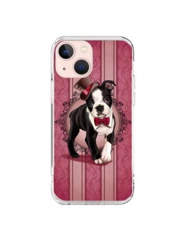 Coque iPhone 13 Mini Chien Dog Gentleman Noeud Papillon Chapeau - Maryline Cazenave