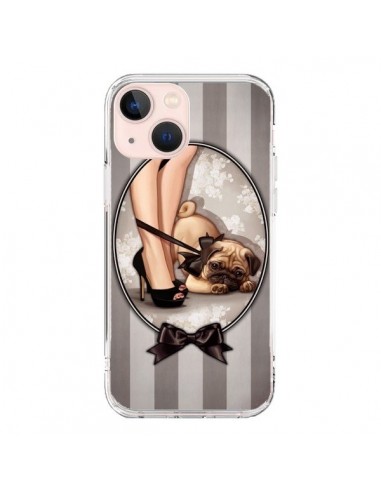 Cover iPhone 13 Mini Lady Nero Papillon Cane Luxe - Maryline Cazenave