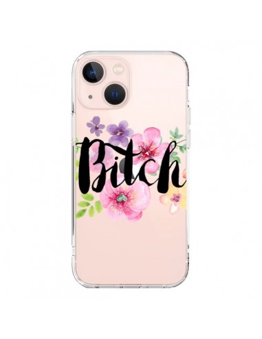 Coque iPhone 13 Mini Bitch Flower Fleur Transparente - Maryline Cazenave