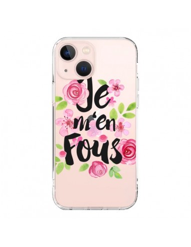 Cover iPhone 13 Mini Je M'en Fous Fiori Trasparente - Maryline Cazenave