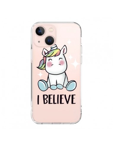Cover iPhone 13 Mini Unicorno I Believe Trasparente - Maryline Cazenave
