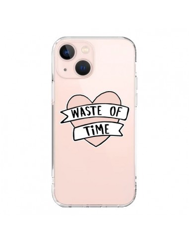 Coque iPhone 13 Mini Waste Of Time Transparente - Maryline Cazenave