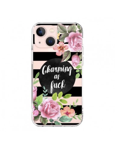 Coque iPhone 13 Mini Charming as Fuck Fleurs Transparente - Maryline Cazenave