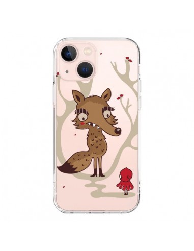 Coque iPhone 13 Mini Le Petit Chaperon Rouge Loup Hello Big Wolf Transparente - Maria Jose Da Luz