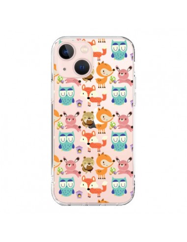 Coque iPhone 13 Mini Renard Ecureuil Lapin Hibou Transparente - Maria Jose Da Luz