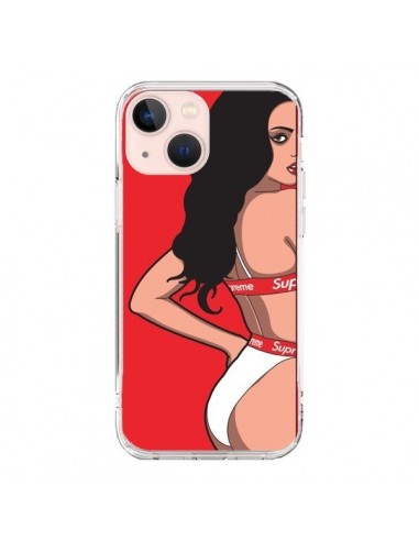 Coque iPhone 13 Mini Pop Art Femme Rouge - Mikadololo