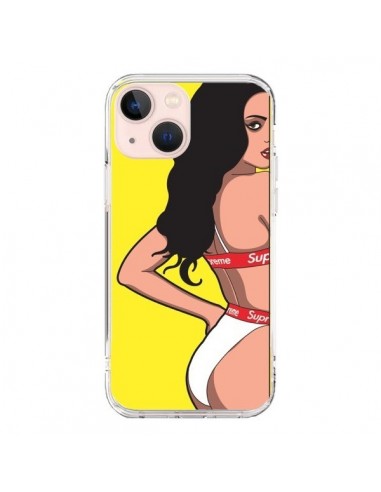 Coque iPhone 13 Mini Pop Art Femme Jaune - Mikadololo