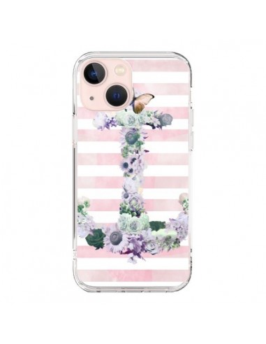 iPhone 13 Mini Case Ancora Marina Pink Flowers - Monica Martinez