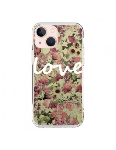 Coque iPhone 13 Mini Love Blanc Flower - Monica Martinez