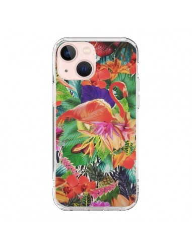 Coque iPhone 13 Mini Tropical Flamant Rose - Monica Martinez