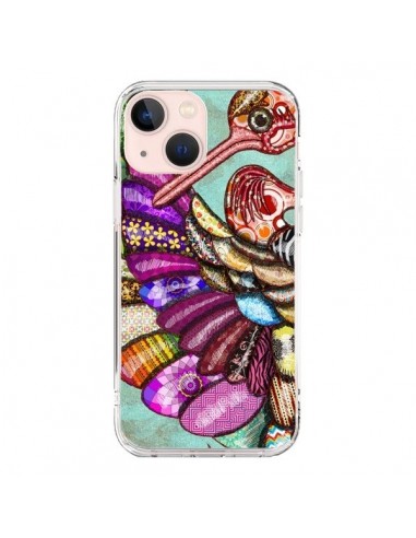 Coque iPhone 13 Mini Paon Multicolore Eco Bird - Maximilian San