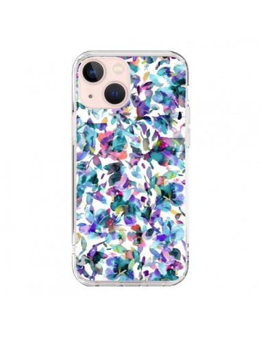 Coque iPhone 13 Mini Aquatic Flowers Blue - Ninola Design