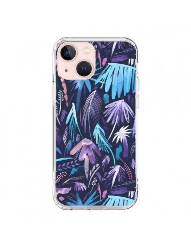 Coque iPhone 13 Mini Brushstrokes Tropical Palms Navy - Ninola Design
