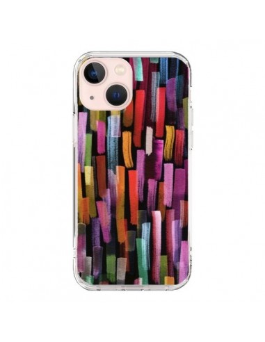 Coque iPhone 13 Mini Colorful Brushstrokes Black - Ninola Design