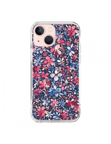 Coque iPhone 13 Mini Colorful Little Flowers Navy - Ninola Design