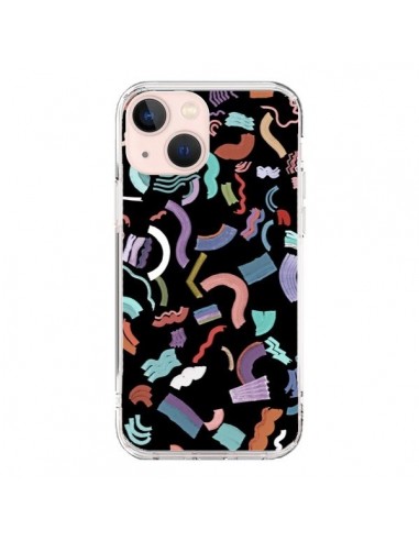 iPhone 13 Mini Case Curly and Zigzag Stripes Black - Ninola Design