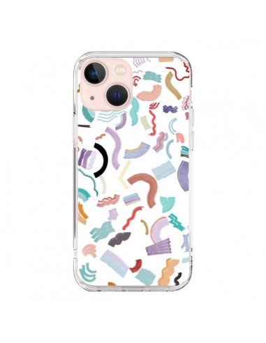 iPhone 13 Mini Case Curly and Zigzag Stripes White - Ninola Design