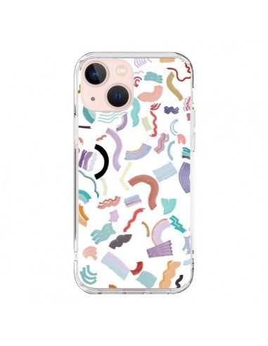 iPhone 13 Mini Case Curly and Zigzag Stripes White - Ninola Design