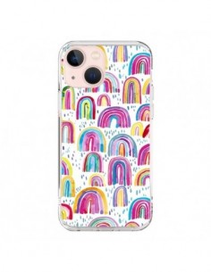 Coque iPhone 13 Mini Cute Watercolor Rainbows - Ninola...