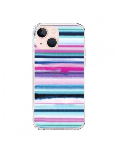 Coque iPhone 13 Mini Degrade Stripes Watercolor Pink - Ninola Design