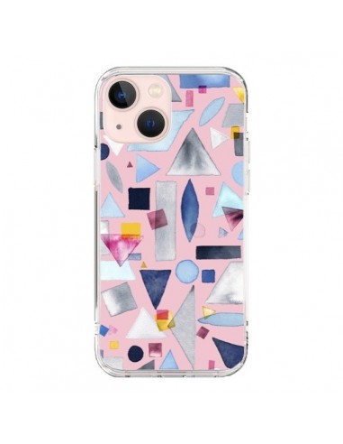 Coque iPhone 13 Mini Geometric Pieces Pink - Ninola Design