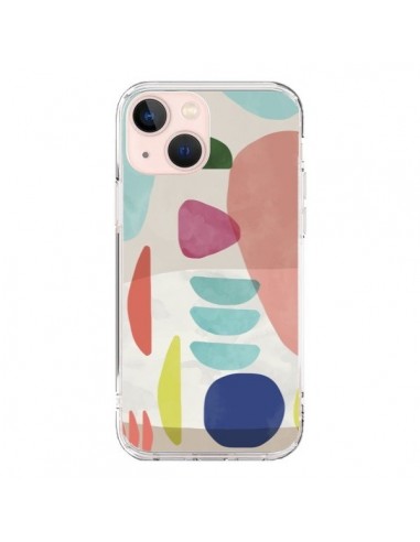 Coque iPhone 13 Mini Moody Geometry Multi White - Ninola Design