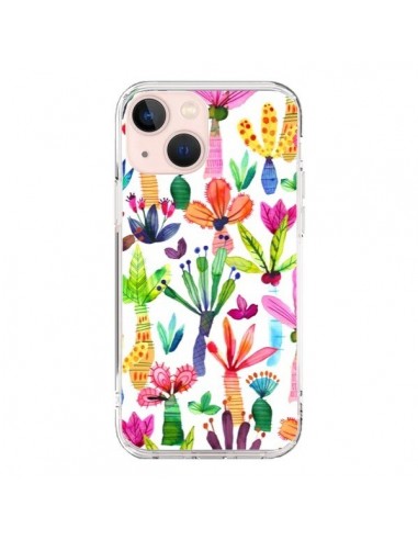 iPhone 13 Mini Case Overlapped WaterColor Dots Flowers - Ninola Design