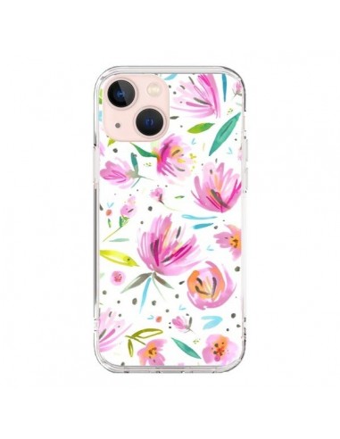 iPhone 13 Mini Case Painterly Waterolor Texture Flowers - Ninola Design