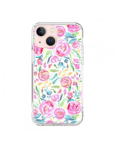Coque iPhone 13 Mini Speckled Watercolor Pink - Ninola Design