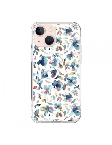 Coque iPhone 13 Mini Watery Hibiscus Blue - Ninola Design