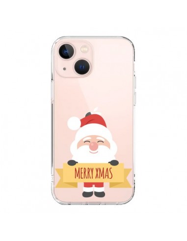 Coque iPhone 13 Mini Père Noël Merry Christmas transparente - Nico