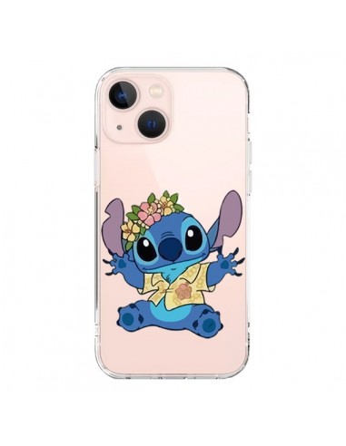 Coque iPhone 13 Mini Stitch de Lilo et Stitch Aloha transparente