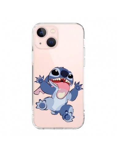 Coque iPhone 13 Mini Stitch de Lilo et Stitch Langue transparente