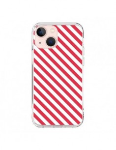 Coque iPhone 13 Mini Bonbon Candy Rose et Blanche Rayée -...