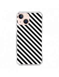 Coque iPhone 13 Mini Bonbon Candy Noire et Blanche Rayée...