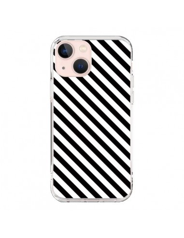 Coque iPhone 13 Mini Bonbon Candy Noire et Blanche Rayée - Nico