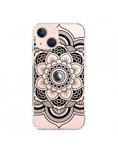 Coque iPhone 13 Mini Mandala Noir Azteque Transparente -...