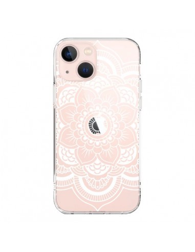 Coque iPhone 13 Mini Mandala Blanc Azteque Transparente - Nico