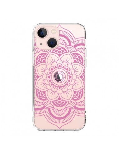 Coque iPhone 13 Mini Mandala Rose Clair Azteque Transparente - Nico