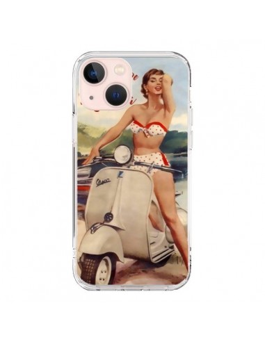 Coque iPhone 13 Mini Pin Up With Love From the Riviera Vespa Vintage - Nico