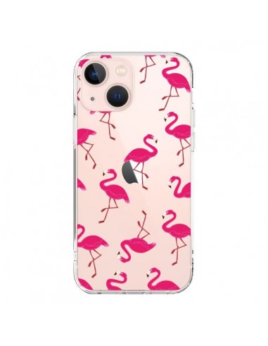 Coque iPhone 13 Mini flamant Rose et Flamingo Transparente - Nico