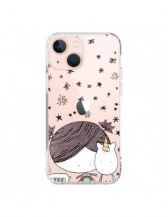 Coque iPhone 13 Mini Petite Fille et Licorne I Believe...