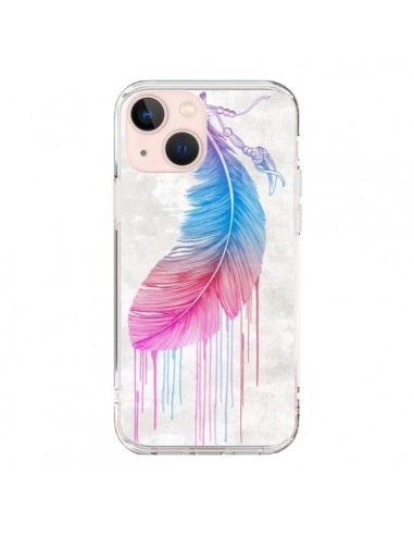 Coque iPhone 13 Mini Plume arc-en-ciel - Rachel Caldwell