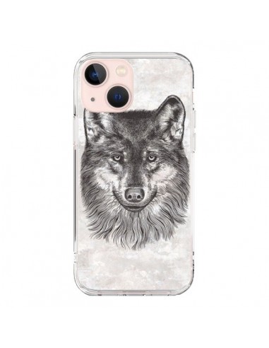 Coque iPhone 13 Mini Loup Gris - Rachel Caldwell