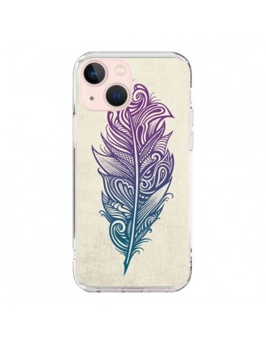 Coque iPhone 13 Mini Feather Plume Arc En Ciel - Rachel Caldwell